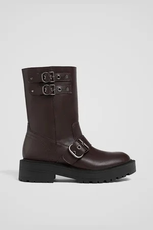 Stradivarius Platte enkellaars met gespen 35