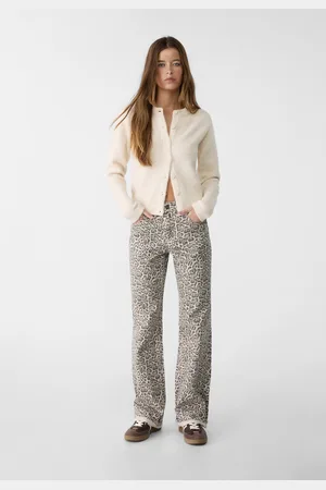 Stradivarius Straight broek met panterprint 42