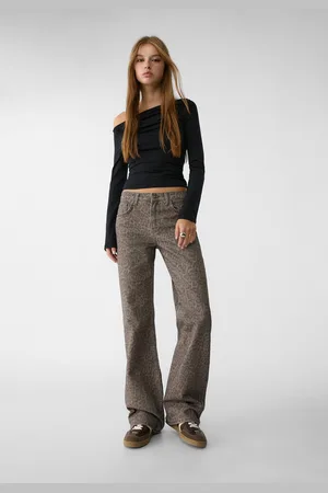 Stradivarius Straight broek met panterprint 40