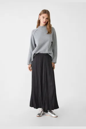 Stradivarius Lange soepelvallende satijnen rok XL