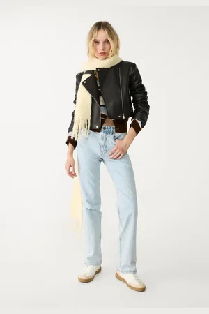 Stradivarius Cropped kunstleren bikerjack S