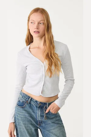 Stradivarius T-shirt met lange mouw en knopen XS