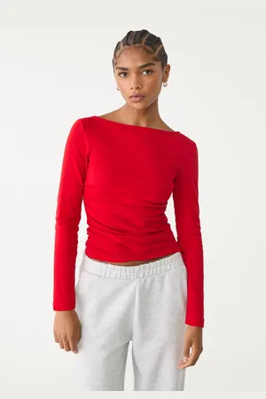 Stradivarius T-shirt met plooi en lange mouw XL