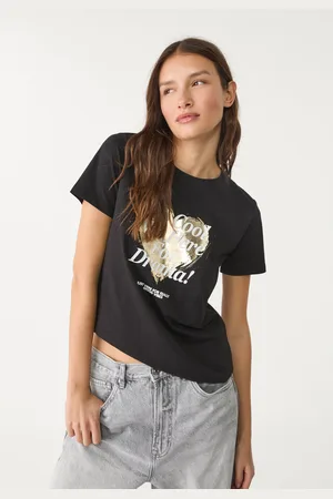 Stradivarius T-shirt met metallic print M