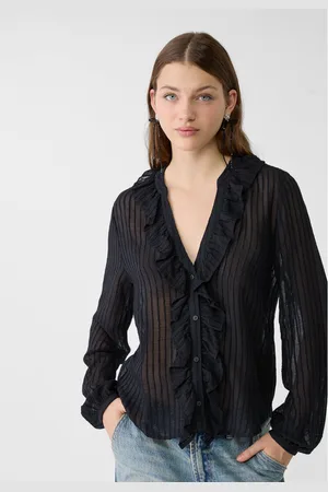 Stradivarius Soepelvallend overhemd met volant XS