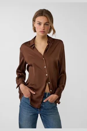 Stradivarius Gesatineerde blouse met kraag S