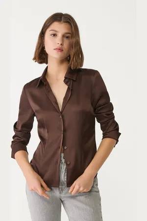 Stradivarius Gefittelde satijnen blouse XS