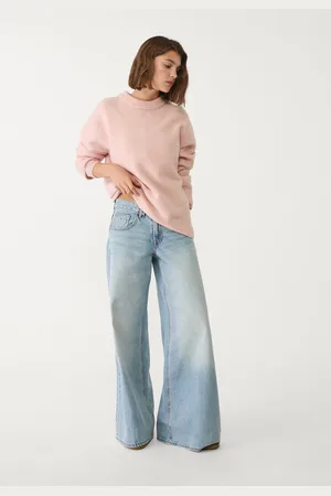 Stradivarius Wide leg jeans met lage taille en hartjes 34