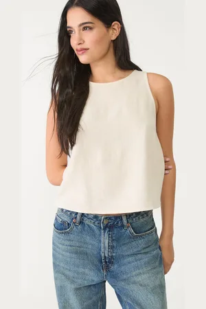 Stradivarius Soepelvallende racerback top van linnenmix L