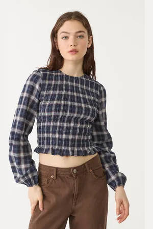 Stradivarius Geruite blouse met ruches L