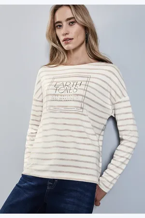 Street one Gestreept shirt met folieprint