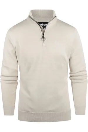 Barbour Trui Half Zip Ecru - maat M