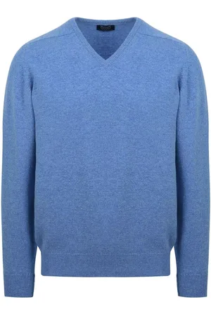 William Lockie V-Hals Lamswol Jeans Melange - maat L