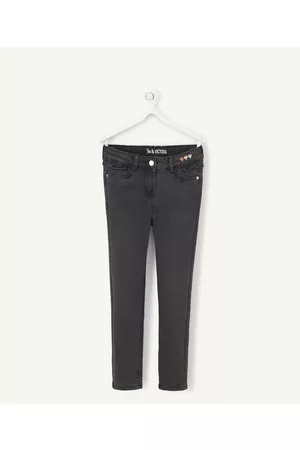 Tape a l'oeil Slim - De donkergrijze slim jeans met taille+, voor meisjes - 2+