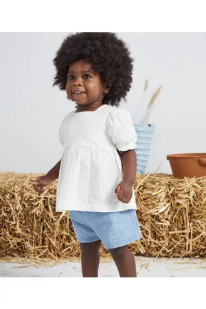 Tape a l'oeil Shorts - Katoenen en denim short voor babymeisjes blauw low impact - 12 M