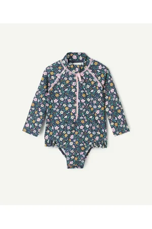TAO Regenpak voor babymeisjes in blauwe gerecyclede vezels met bloemenprint