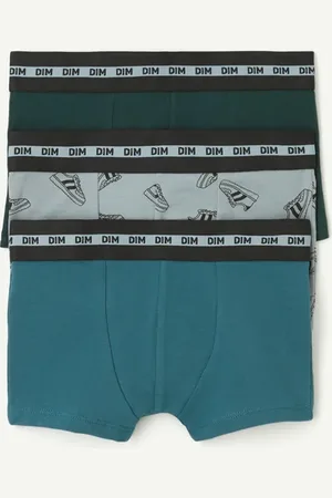 Dim 3-pack blauwe en groene jongensboxershorts met gympenprint