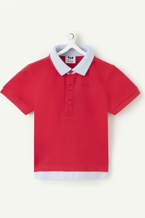 TAO Polo met korte mouwen voor babyjongens in en blauw biologisch katoen