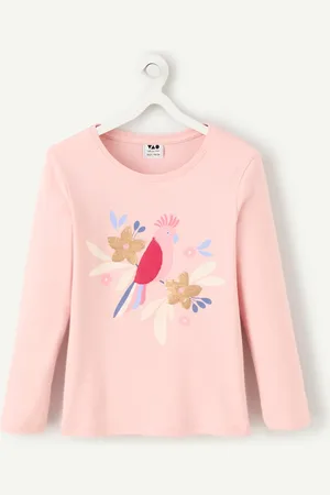 TAO Katoenen meisjes-t-shirt met lange mouwen en papegaai