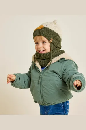 TAO Omkeerbare jas met kap voor babyjongens in groene gerecyclede vezels