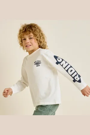 TAO Wit jongens-t-shirt met lange mouwen en opschrift