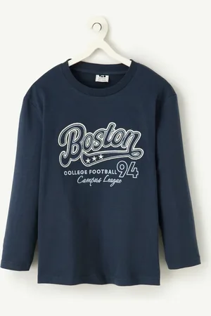 TAO Marineblauw t-shirt met lange mouwen en opschrift voor jongens