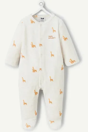 TAO Gebroken witte fluwelen pyjama met giraffenprint