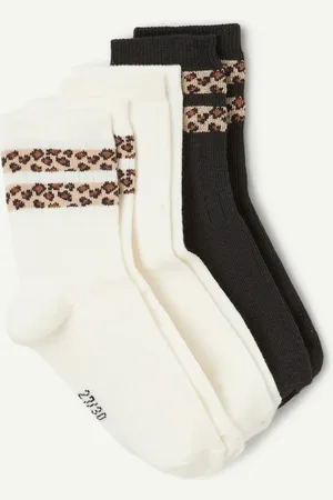 TAO Set van 3 meisjessokken met luipaardprint