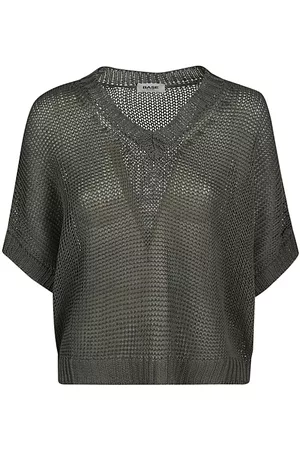 Base London Dames Tops - Linen Blend V-necked Top