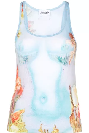 Jean Paul Gaultier Dames Bodysuits - Floral Print Sleeveless Top