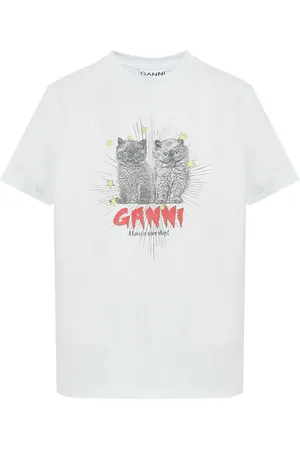 Ganni Kittens Print Cotton T-shirt