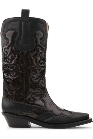 Ganni Embroidered Western Boots