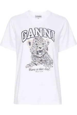 Ganni Leopard Print Cotton T-shirt