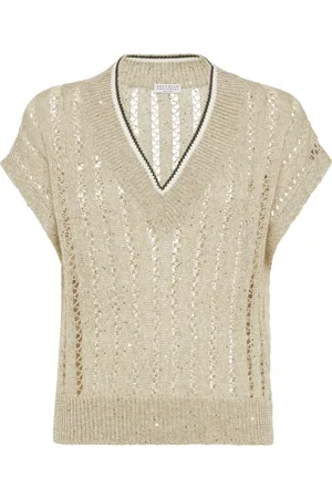 Brunello Cucinelli Linen V-necked Top