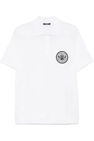 Balmain Cotton Short-sleeved Polo Shirt With Buttons