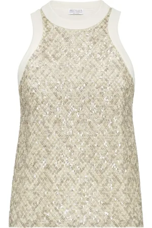 Brunello Cucinelli Embroidered Cotton Top