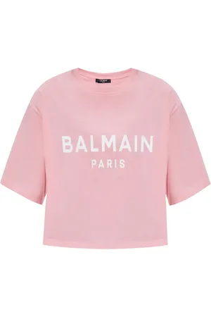 Balmain Logo Organic Cotton Cropped T-shirt