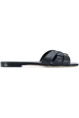 Saint Laurent Tribute Leather Flat Sandals
