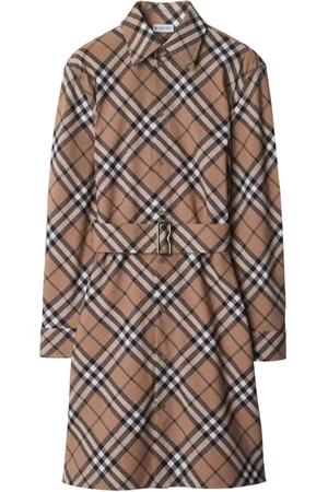 Burberry Check Wool Blend Chemisier Dress