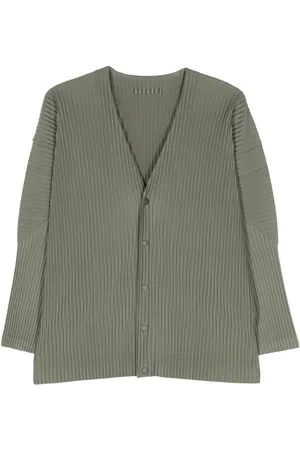 Issey Miyake V-neck Pleated Cardigan