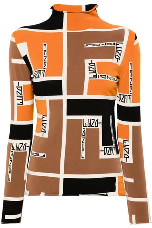 Fendi Printed High-neck Top