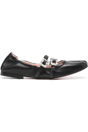 Roger Vivier Mini Strap Strass Leather Ballet Flats