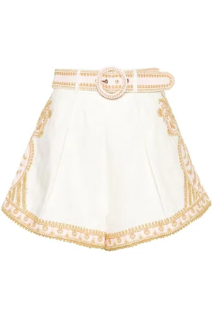 ZIMMERMANN Embroidered Linen Shorts