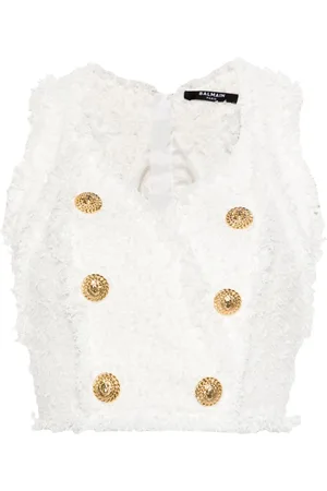 Balmain V-necked Buttoned Top