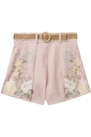 ZIMMERMANN Floral Print Linen Shorts