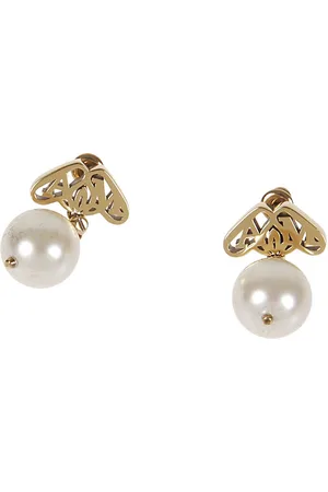 Alexander McQueen Seal Logo Pearl Earrings