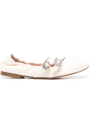 Roger Vivier Mini Strap Strass Leather Ballet Flats