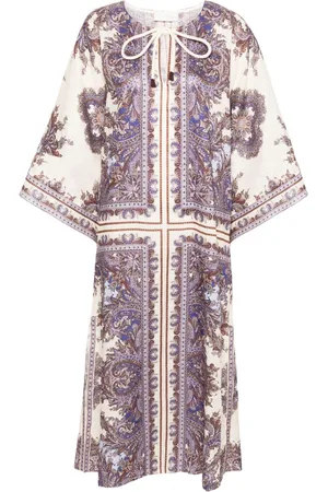 ZIMMERMANN Paisley Print Linen Midi Dress