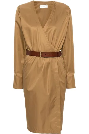 Saint Laurent Cotton Twill Midi Dress
