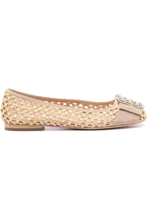 Roger Vivier Très Vivier Raffia Ballet Flats